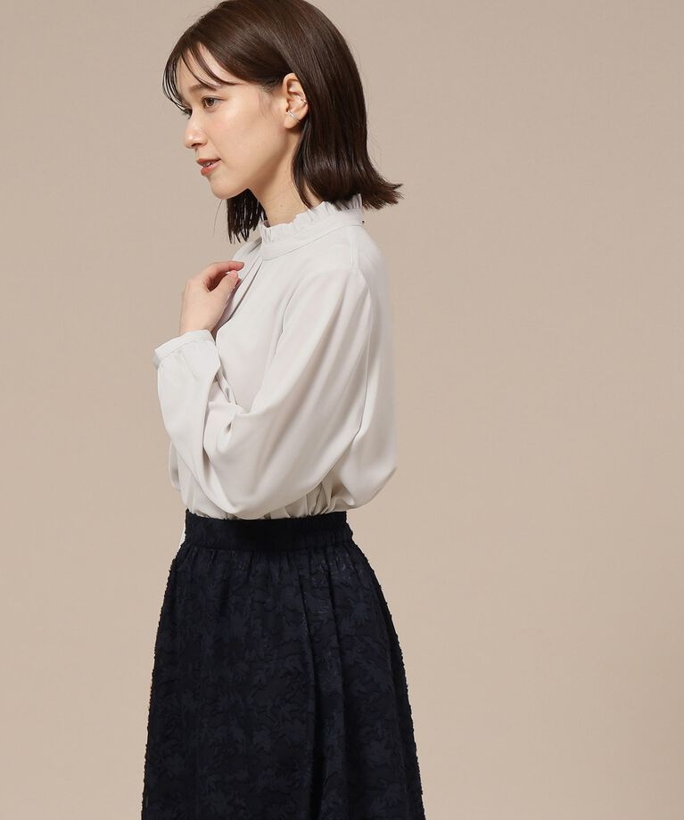 SHOO･LA･RUE「【S-3L/通勤/セレモニーにも】プチハイネック フリルブラウス【CIRCRIC】」|シャツ・ブラウス|