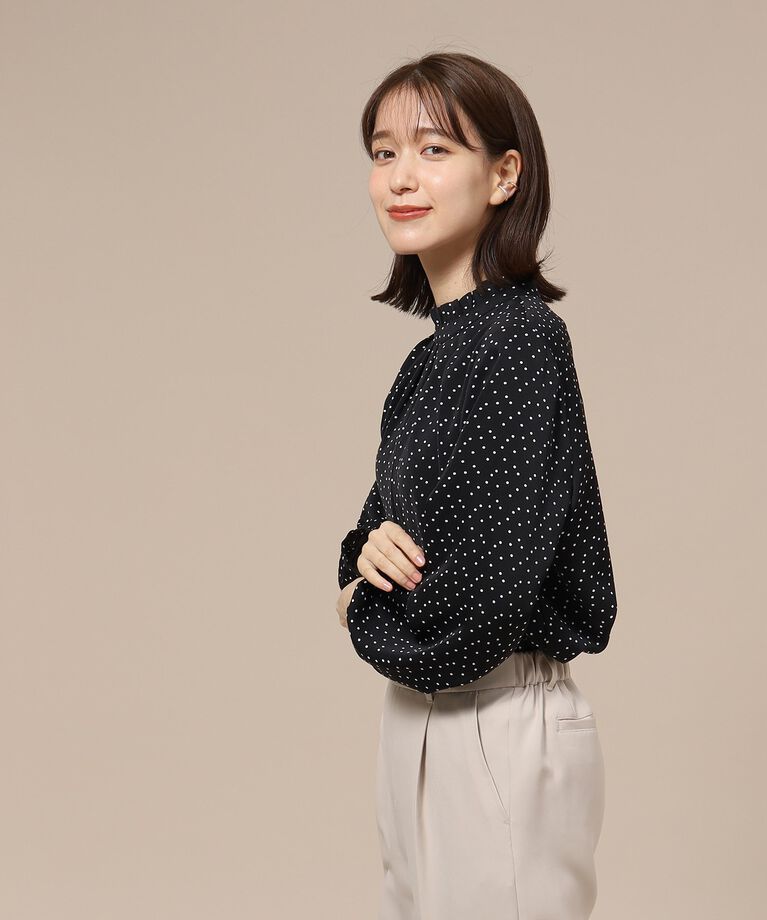 SHOO･LA･RUE「【S-3L/通勤/セレモニーにも】プチハイネック フリルブラウス【CIRCRIC】」|シャツ・ブラウス|