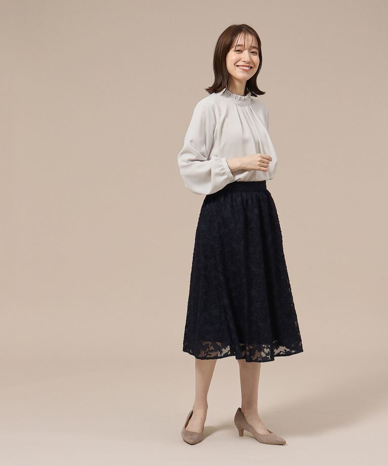 SHOO･LA･RUE「【S-3L/通勤/セレモニーにも】プチハイネック フリルブラウス【CIRCRIC】」|シャツ・ブラウス|