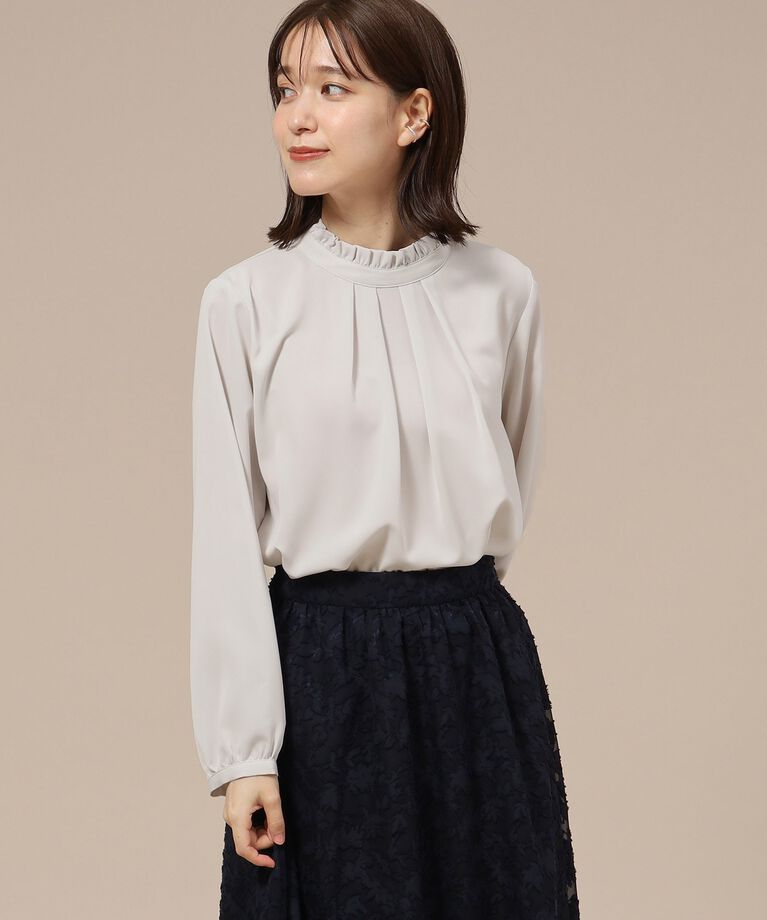 SHOO･LA･RUE「【S-3L/通勤/セレモニーにも】プチハイネック フリルブラウス【CIRCRIC】」|シャツ・ブラウス|ﾅﾁｭﾗﾙ(450)