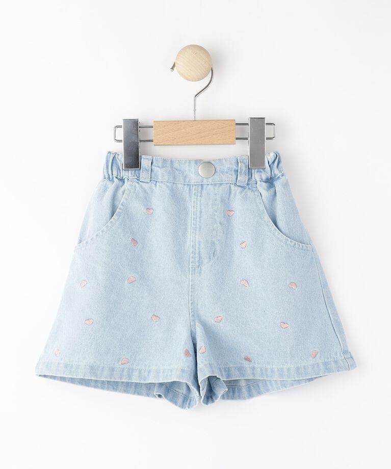 SHOO･LA･RUE「【100-150cm/洗える/姉妹リンクにも】ハート刺繍にキュンとする　デニムショートパンツ」|その他|