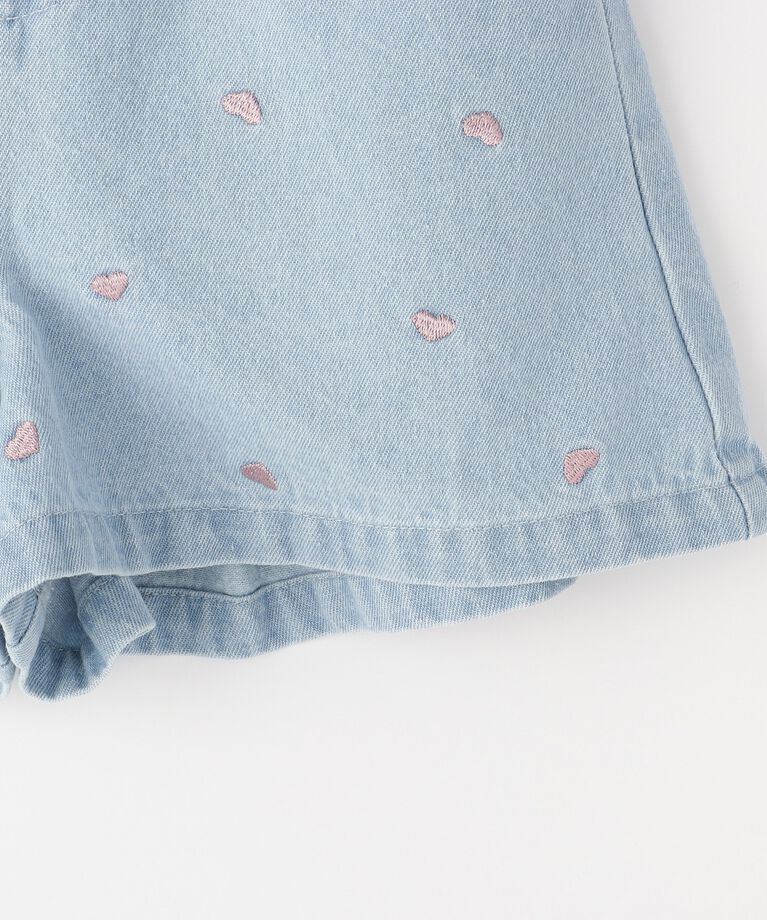 SHOO･LA･RUE「【100-150cm/洗える/姉妹リンクにも】ハート刺繍にキュンとする　デニムショートパンツ」|その他|