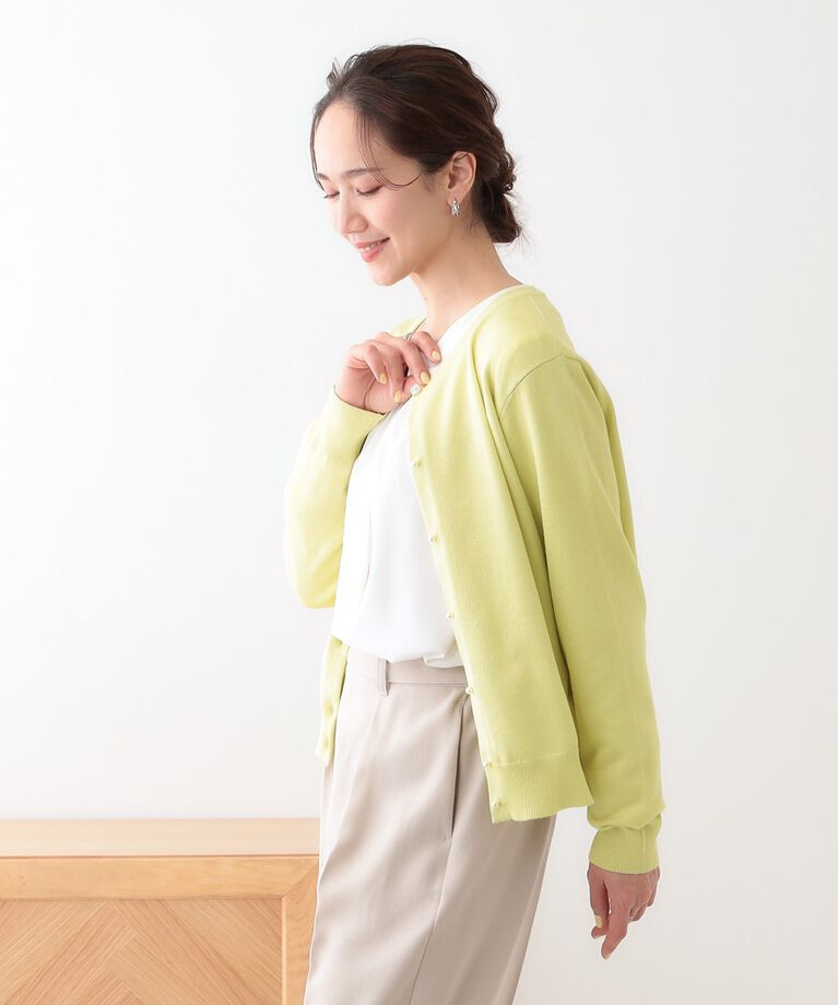 SHOO･LA･RUE「【洗える/S-LL】ビジューボタンで華やかさをプラスする きれいめニットカーディガン【CIRCRIC」|カーディガン|
