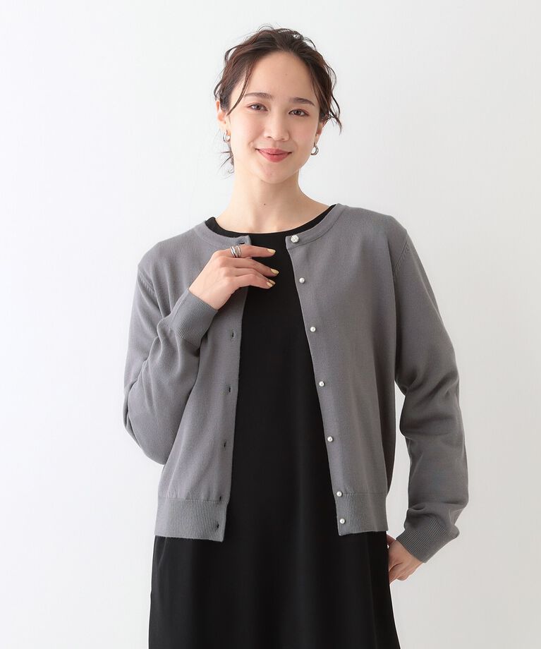 SHOO･LA･RUE「【洗える/S-LL】ビジューボタンで華やかさをプラスする きれいめニットカーディガン【CIRCRIC」|カーディガン|