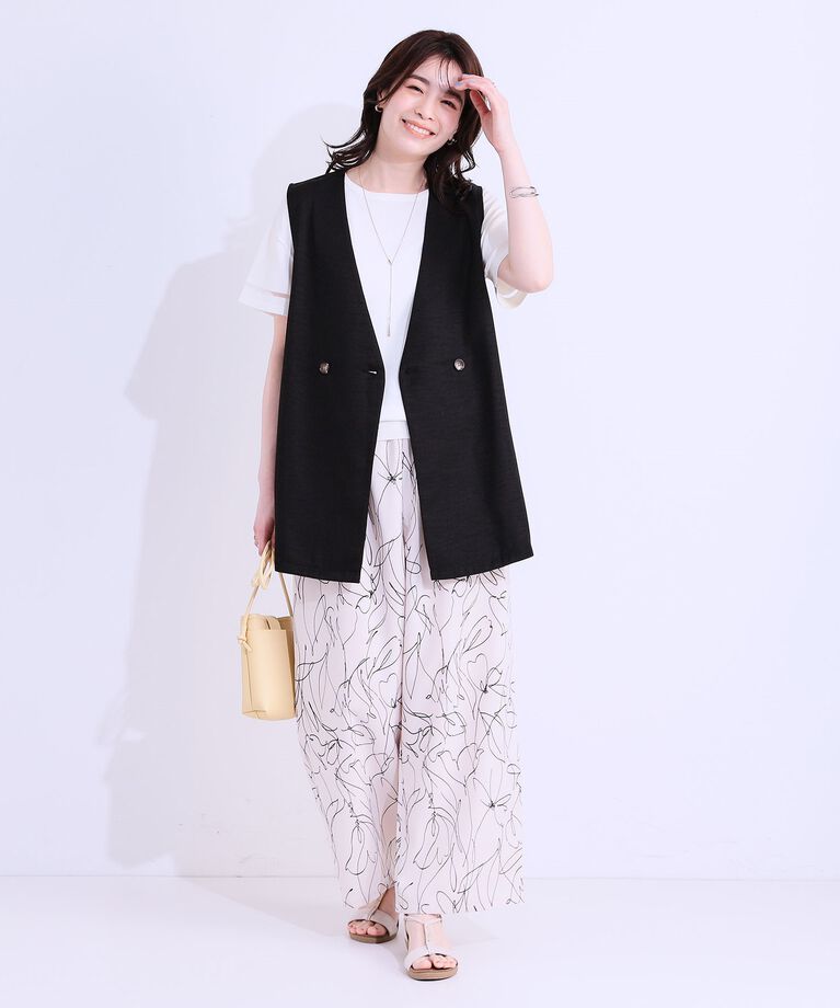 SHOO･LA･RUE「【洗える/S-LL】洗濯後シワになりにくい 麻調ダブルベスト」|ベスト・ジレ|