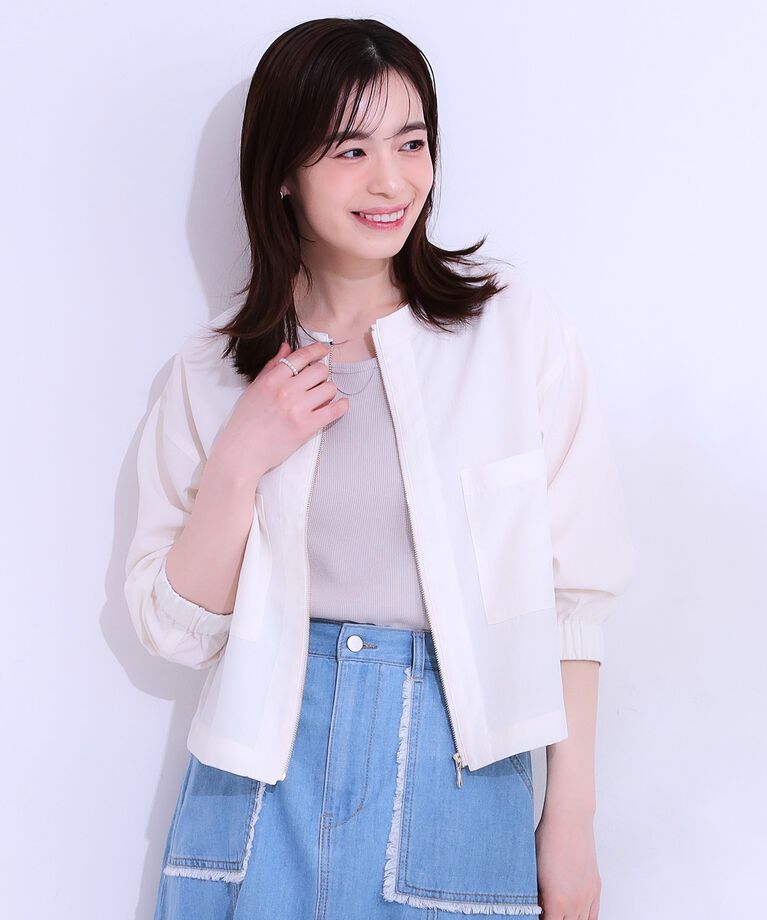 SHOO･LA･RUE「ひんやり麻調ZIPブルゾン」|ブルゾン・スタジャン|
