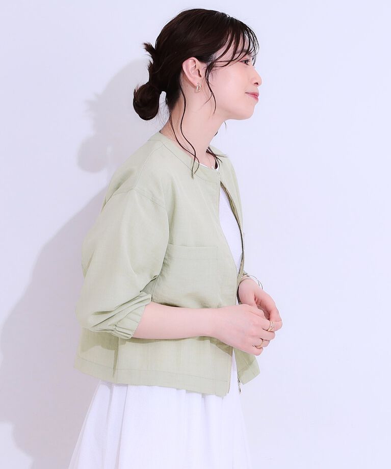 SHOO･LA･RUE「ひんやり麻調ZIPブルゾン」|ブルゾン・スタジャン|