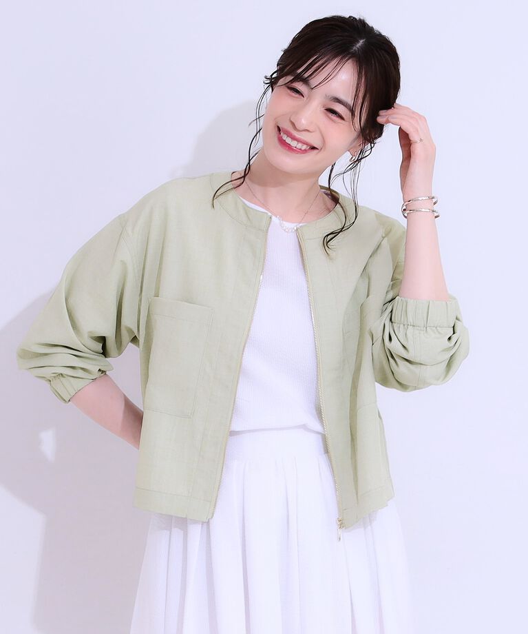 SHOO･LA･RUE「ひんやり麻調ZIPブルゾン」|ブルゾン・スタジャン|