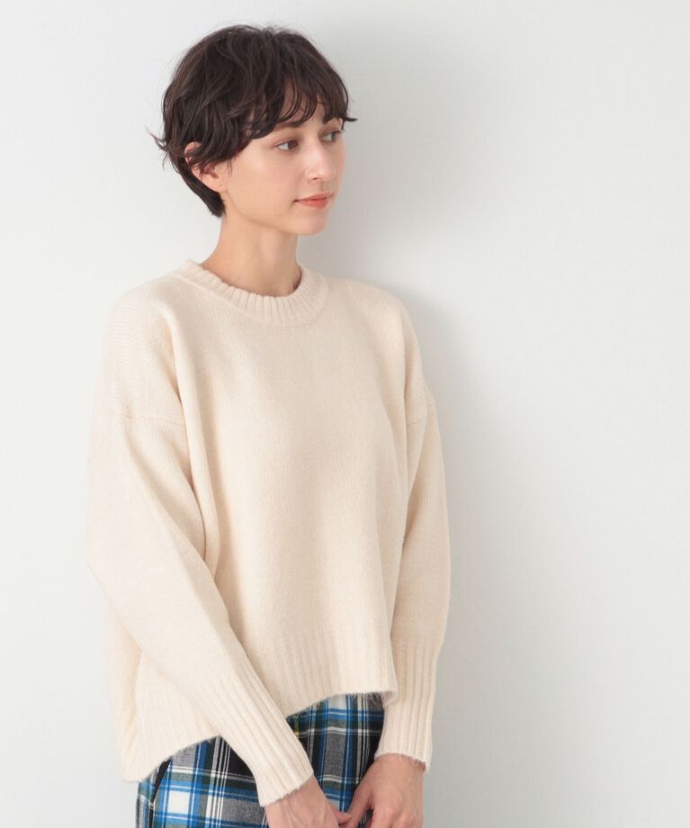 Dessin「【洗える】ショート丈ワイドクルーネックニット（XS～L）」|ニット・セーター|