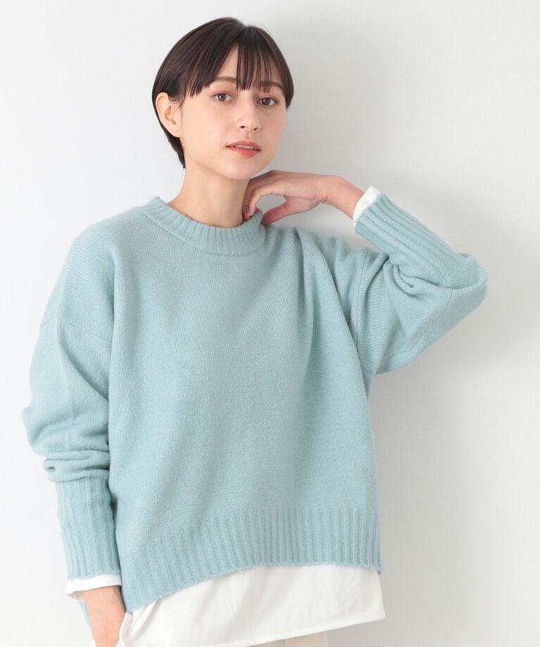 Dessin「【洗える】ショート丈ワイドクルーネックニット（XS～L）」|ニット・セーター|ﾌﾞﾙｰ(091)
