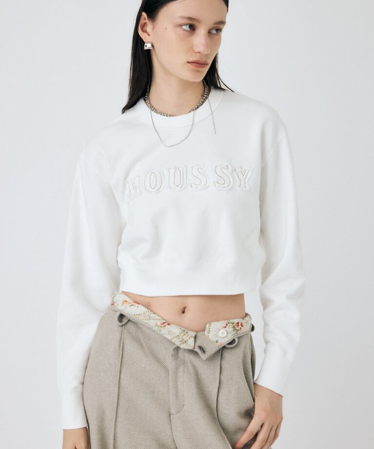 MOUSSY「PATCH DENIM MOUSSY プルオーバー」|パーカー|WHT