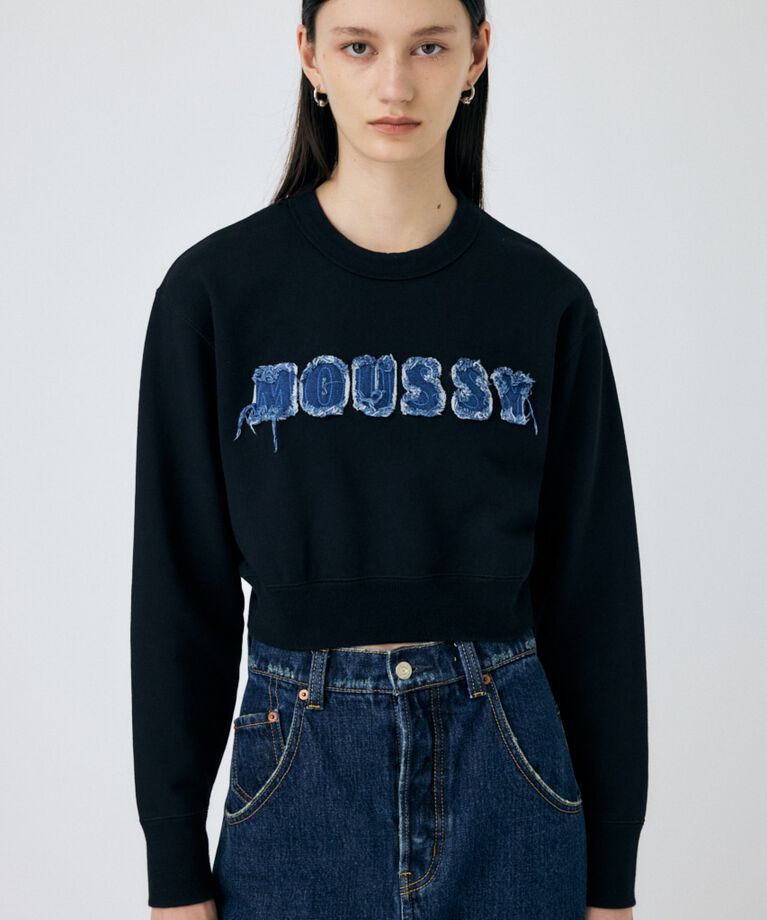 MOUSSY「PATCH DENIM MOUSSY プルオーバー」|パーカー|BLK