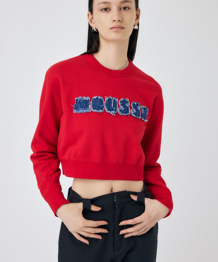 MOUSSY「PATCH DENIM MOUSSY プルオーバー」|パーカー|RED