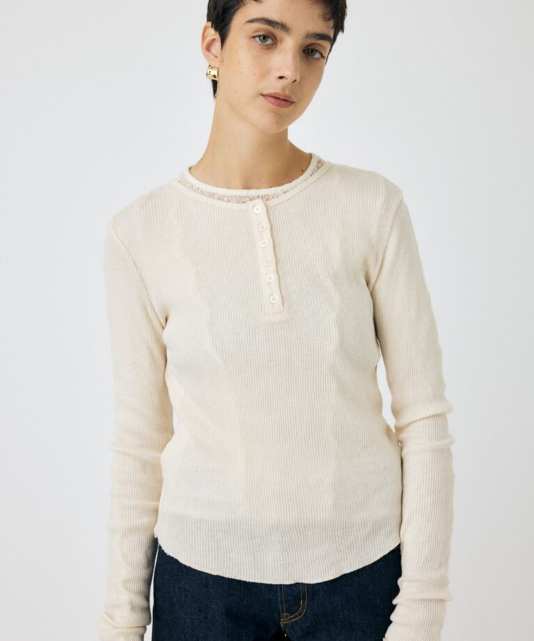 MOUSSY「HENRY NECK ロンT」|Tシャツ・カットソー|O/WHT1