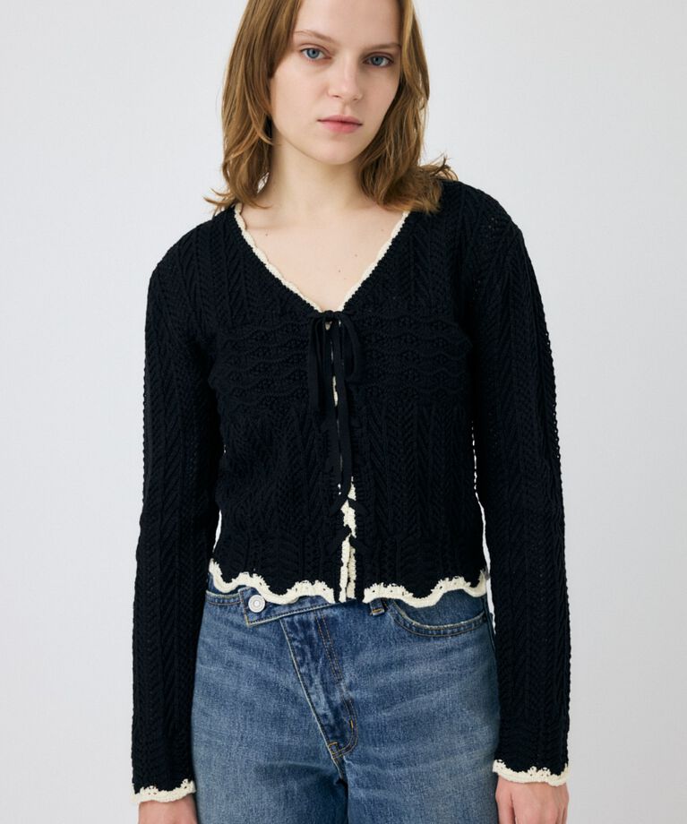 MOUSSY「OPEN STITCH レースアップニット」|ニット・セーター|