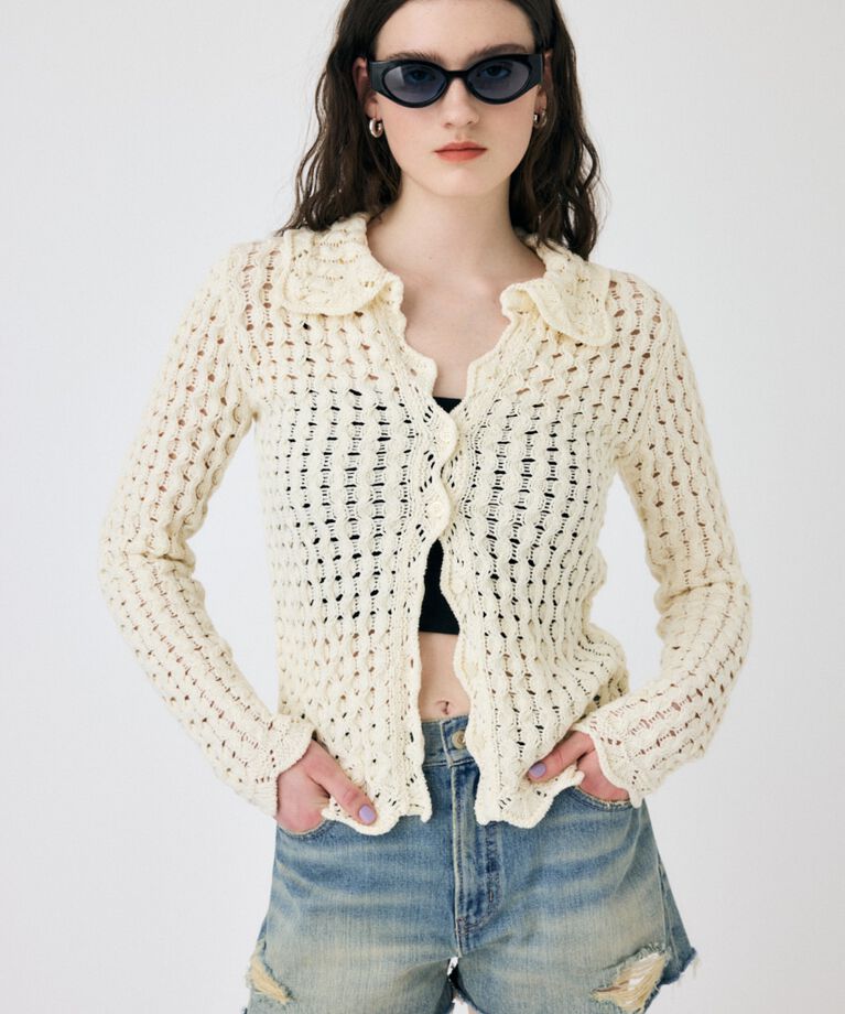 MOUSSY「OPENWORK ニットシャツ」|ニット・セーター|IVOY3