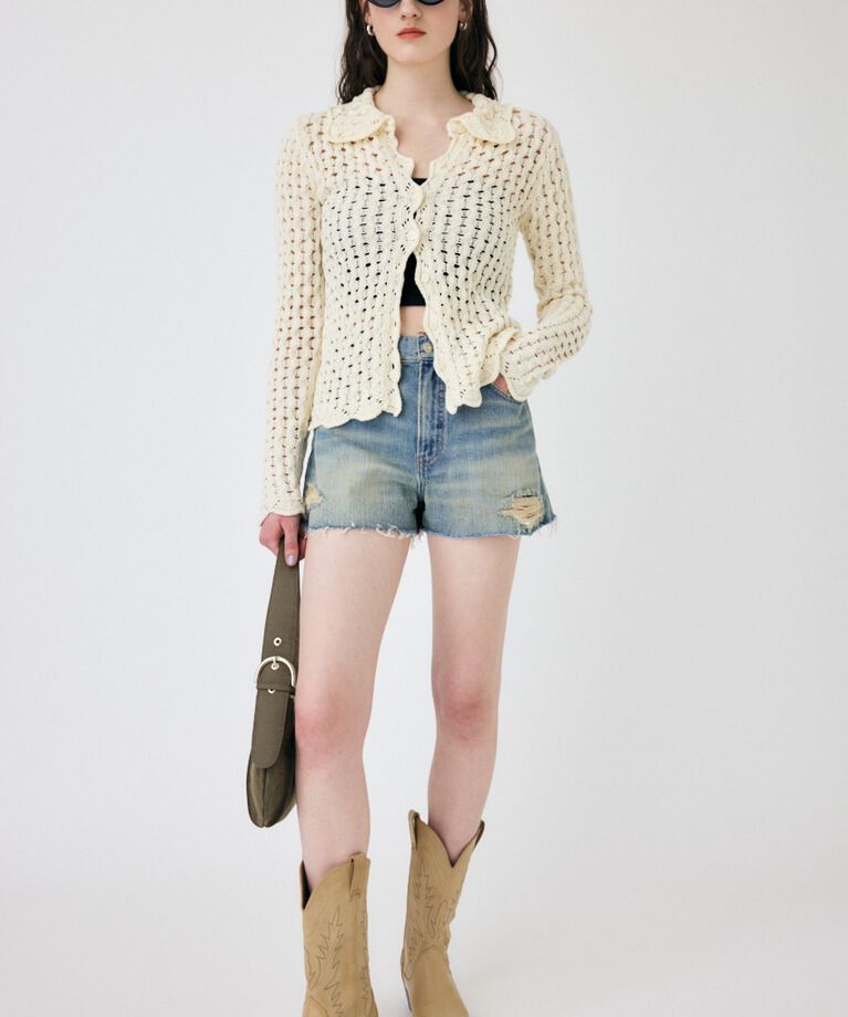 MOUSSY「OPENWORK ニットシャツ」|ニット・セーター|
