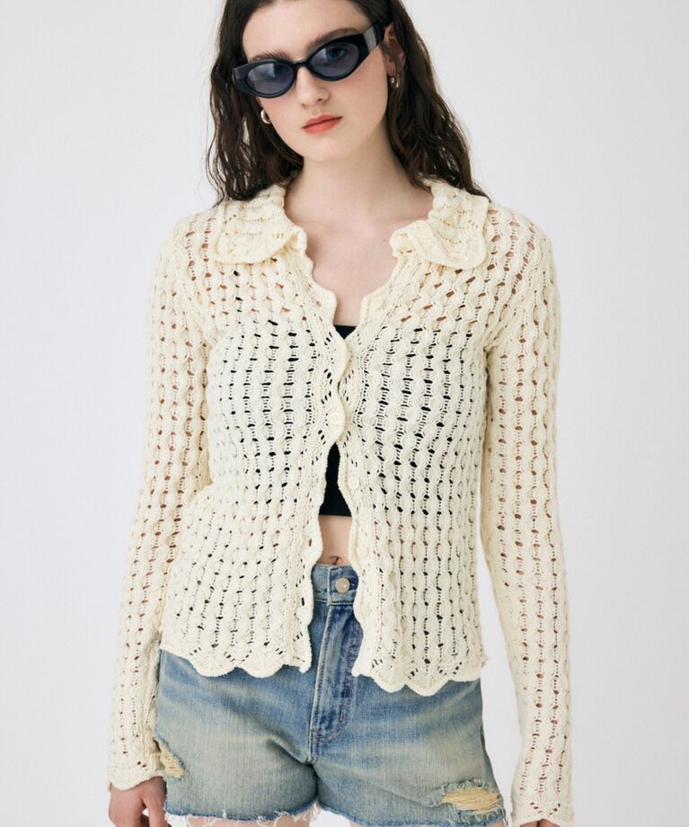 MOUSSY「OPENWORK ニットシャツ」|ニット・セーター|