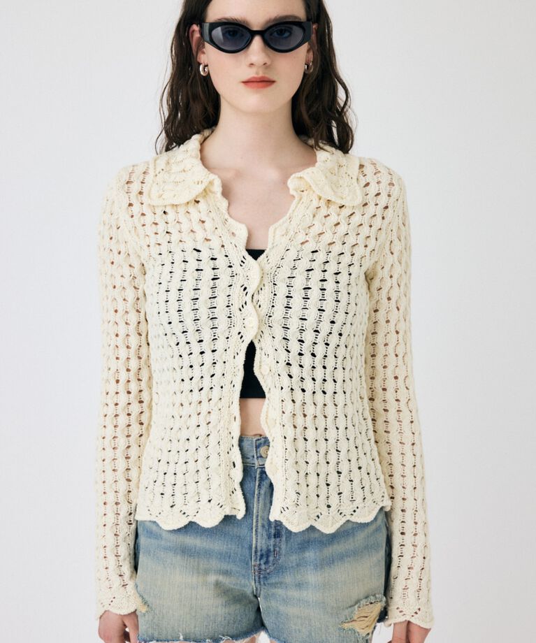 MOUSSY「OPENWORK ニットシャツ」|ニット・セーター|