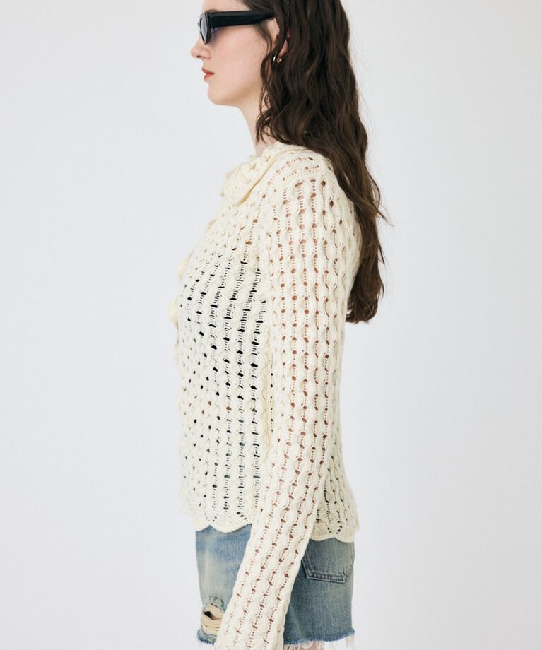 MOUSSY「OPENWORK ニットシャツ」|ニット・セーター|