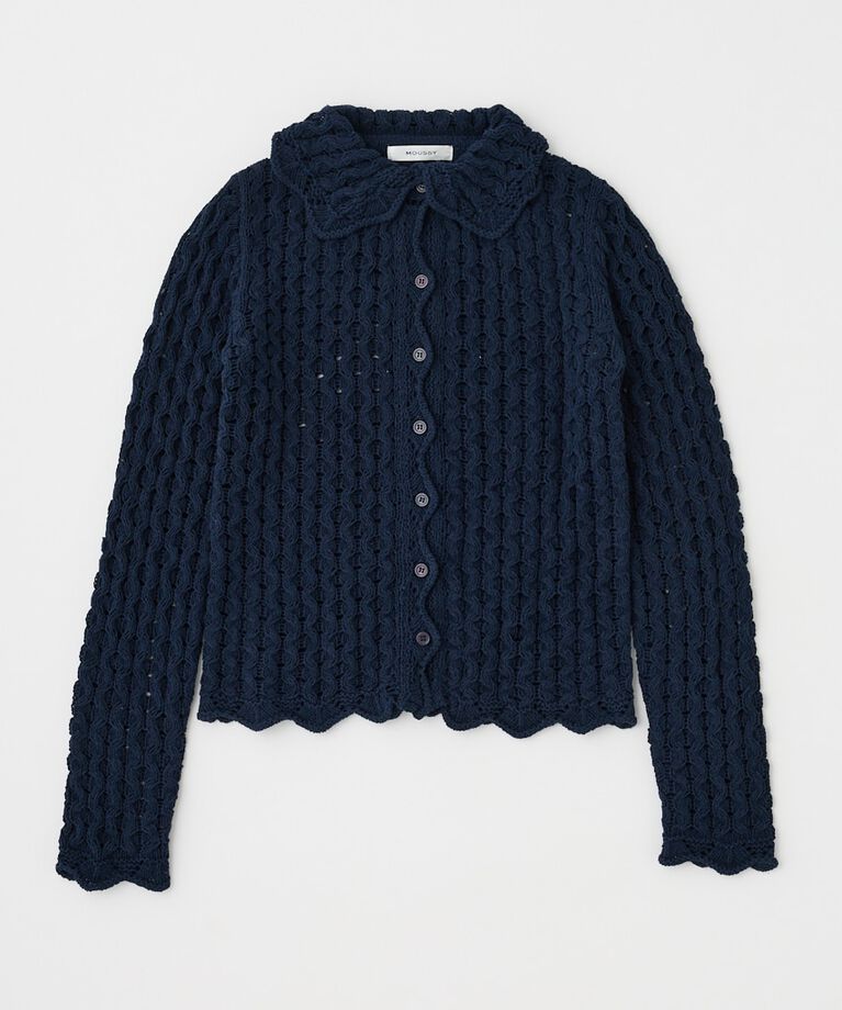 MOUSSY「OPENWORK ニットシャツ」|ニット・セーター|NVY