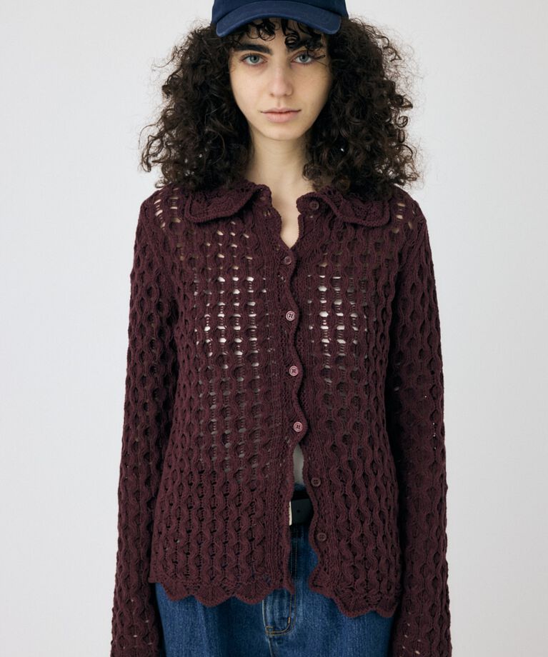 MOUSSY「OPENWORK ニットシャツ」|ニット・セーター|