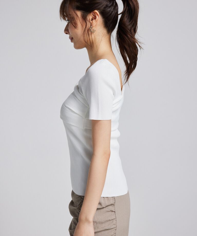 rienda「アシンメトリーショルダーKnit TOP」|ニット・セーター|