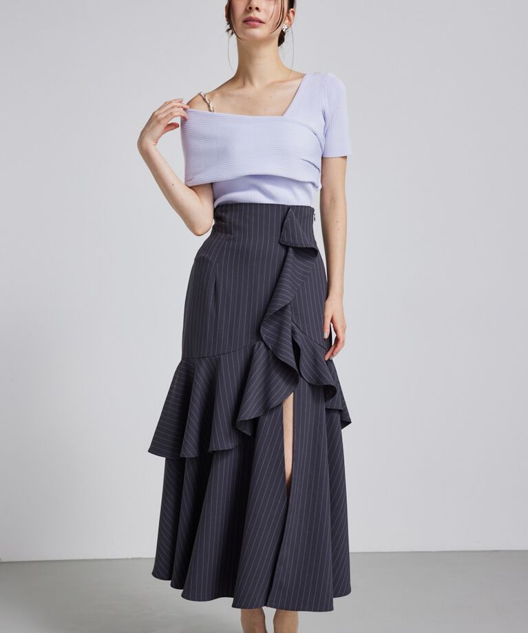 rienda「アシンメトリーショルダーKnit TOP」|ニット・セーター|
