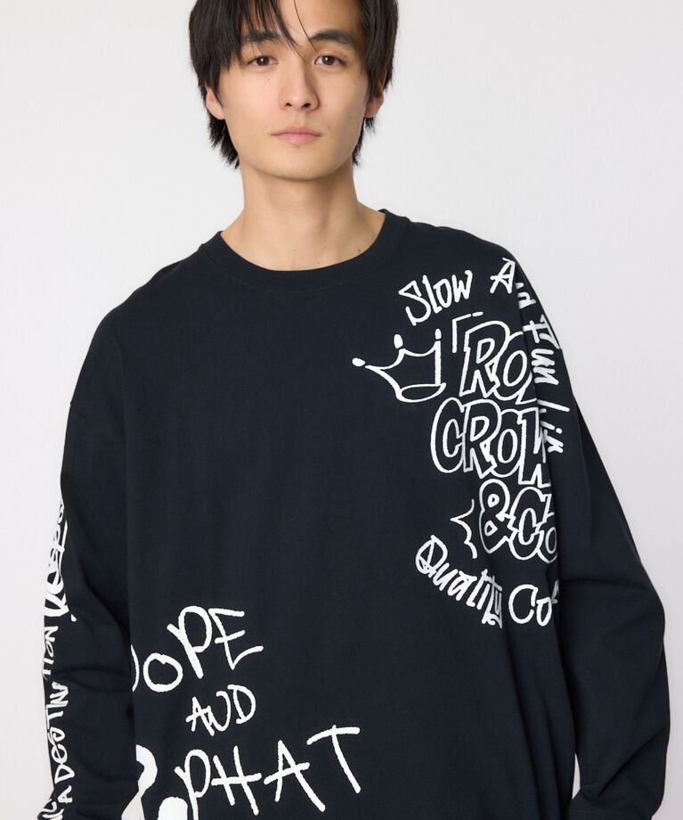 RODEO CROWNS「ランダムスケッチロングスリーブTシャツ」|Tシャツ・カットソー|BLK