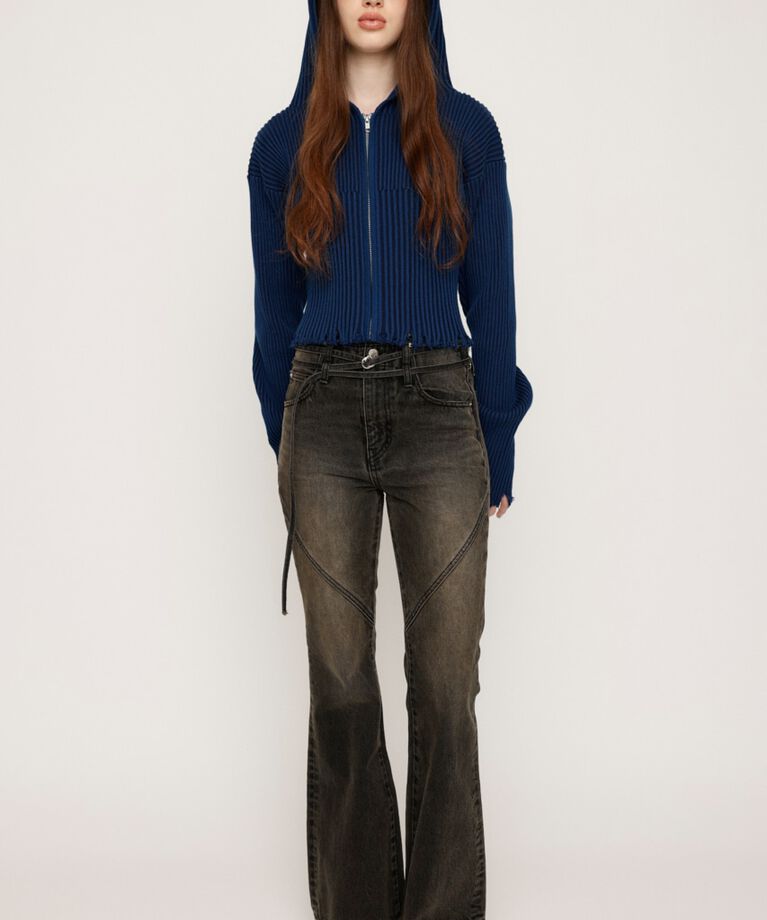 SLY「CRUSH KNIT HOODIE」|カーディガン|