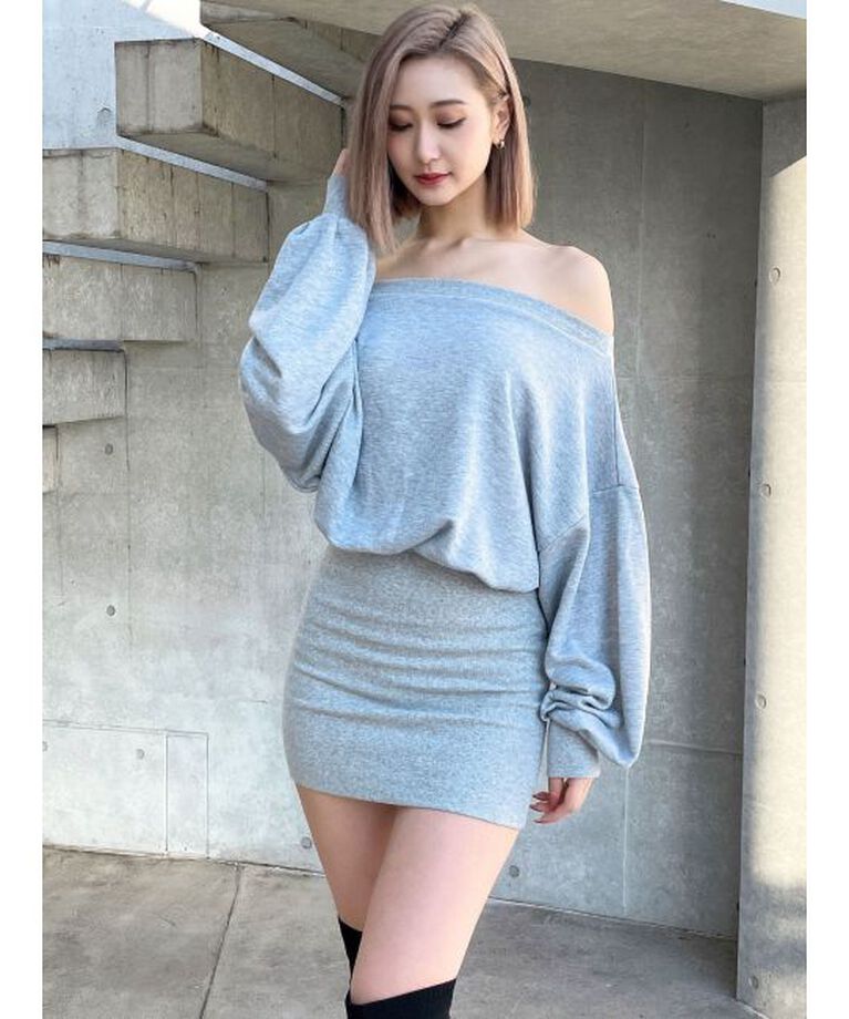 GYDA「GDドッキングオフショルスウェットワンピース」|ワンピース|