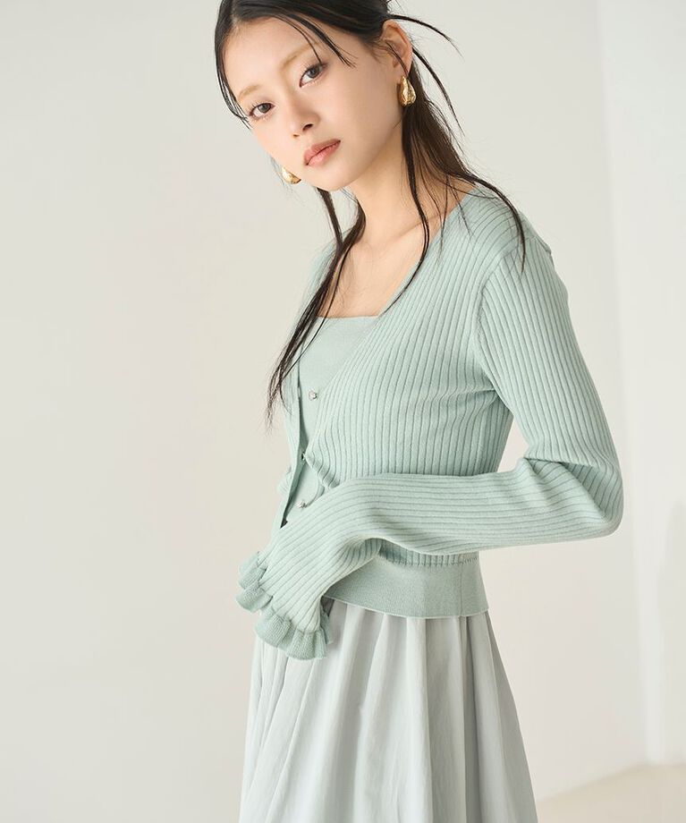 LILY BROWN「【WEB限定カラー】フリルスリーブカーディガン/ハンドウォッシャブル」|カーディガン|MNT