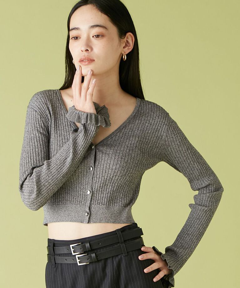 LILY BROWN「【WEB限定カラー】フリルスリーブカーディガン/ハンドウォッシャブル」|カーディガン|
