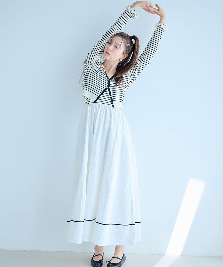 LILY BROWN「【WEB限定カラー】フリルスリーブカーディガン/ハンドウォッシャブル」|カーディガン|