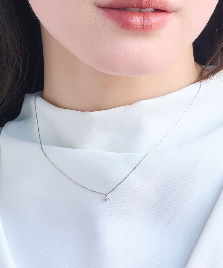 Phoebe「【金属アレルギー対応】シャイニーフチミルネックレス　シルバー」|ネックレス|シルバー