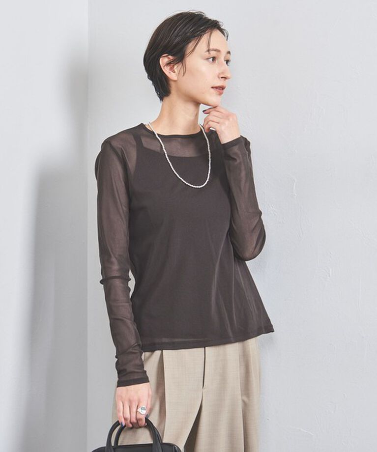 UNITED ARROWS「チュール ジャージー カットソー」|Tシャツ・カットソー|DK.BROWN
