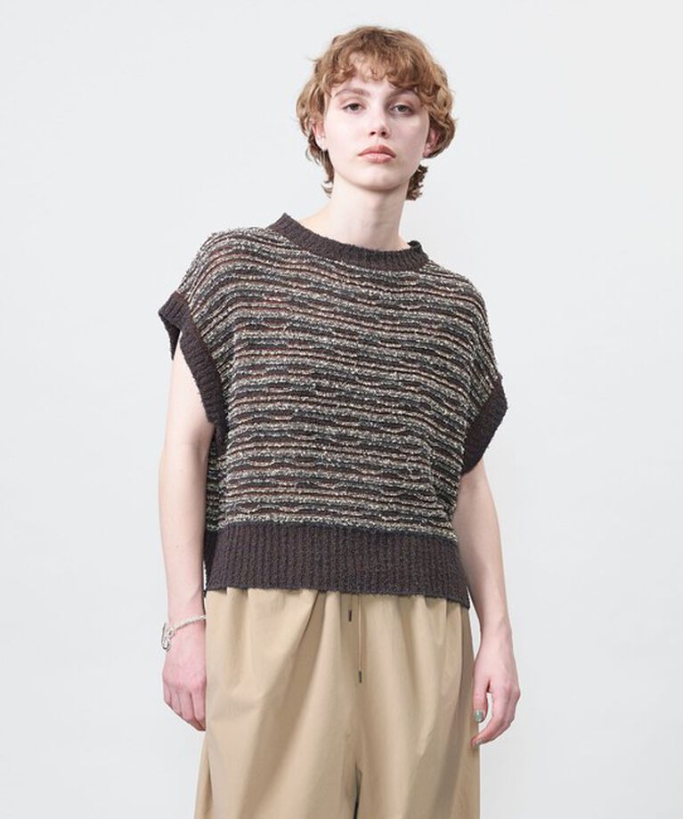 ASTRAET「＜ASTRAET＞ボーダー ノースリーブ クルーネックニット」|ニット・セーター|MD.BROWN