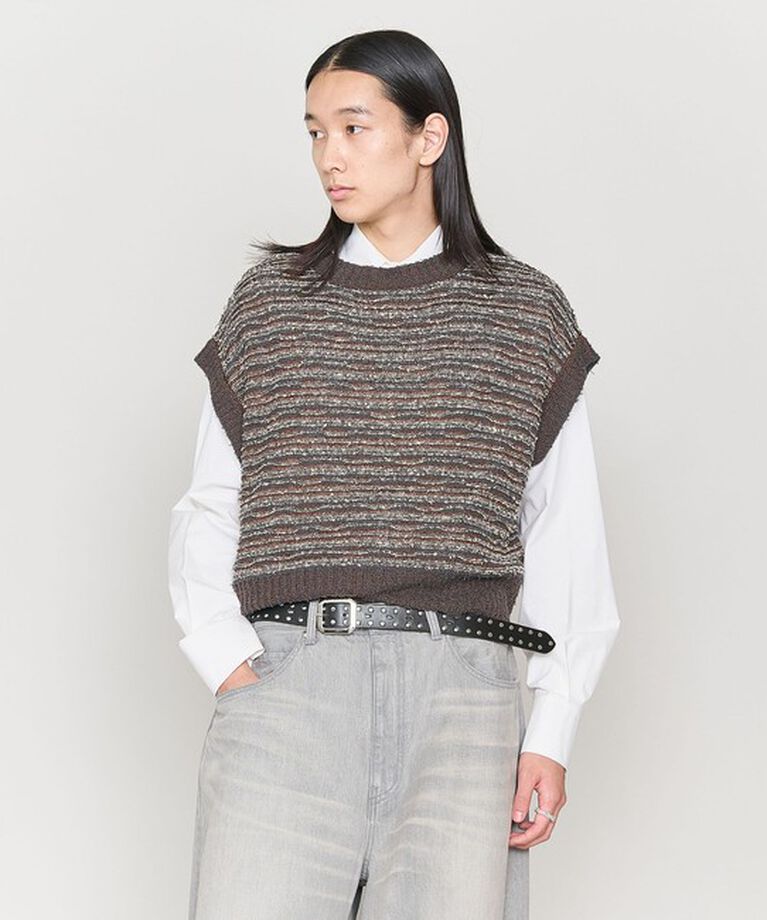 ASTRAET「＜ASTRAET＞ボーダー ノースリーブ クルーネックニット」|ニット・セーター|