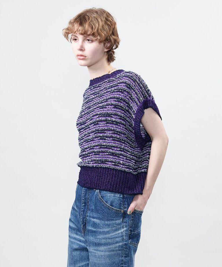ASTRAET「＜ASTRAET＞ボーダー ノースリーブ クルーネックニット」|ニット・セーター|