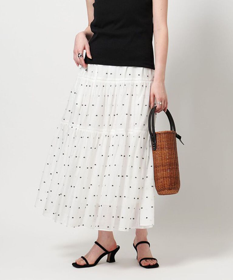 UNITED ARROWS「2トーン ドットジャガード スカート」|スカート|OFF WHITE