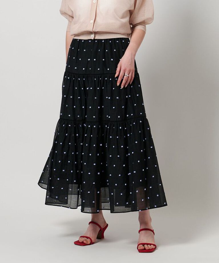 UNITED ARROWS「2トーン ドットジャガード スカート」|スカート|BLACK