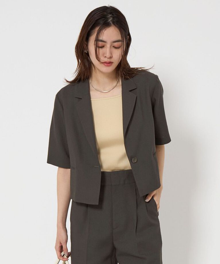 UNITED ARROWS green label relaxing「Softリネンライク ショートスリーブ ジャケット -マシンウォッシャブル・吸水速乾-」|テーラードジャケット|