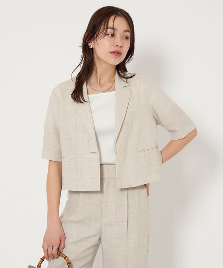 UNITED ARROWS green label relaxing「Softリネンライク ショートスリーブ ジャケット -マシンウォッシャブル・吸水速乾-」|テーラードジャケット|NATURAL