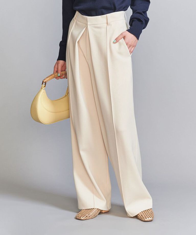 BEAUTY&YOUTH UNITED ARROWS「フロントタック ワイドパンツ」|チノ|OFF WHITE