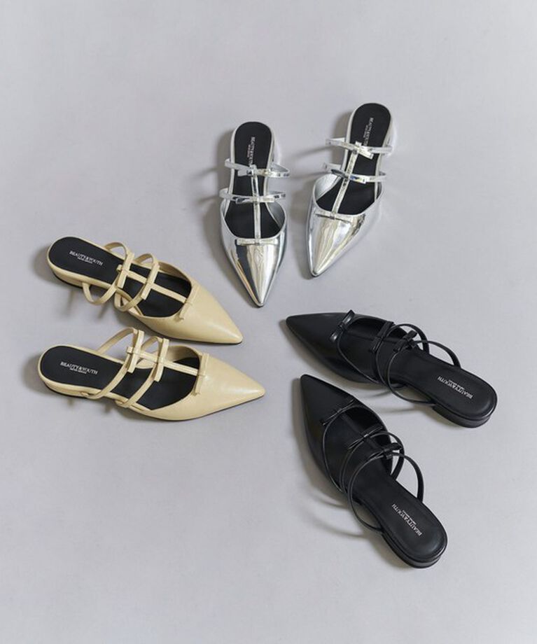 BEAUTY&YOUTH UNITED ARROWS「3リボン ライン ポインテッド サンダル」|サンダル|