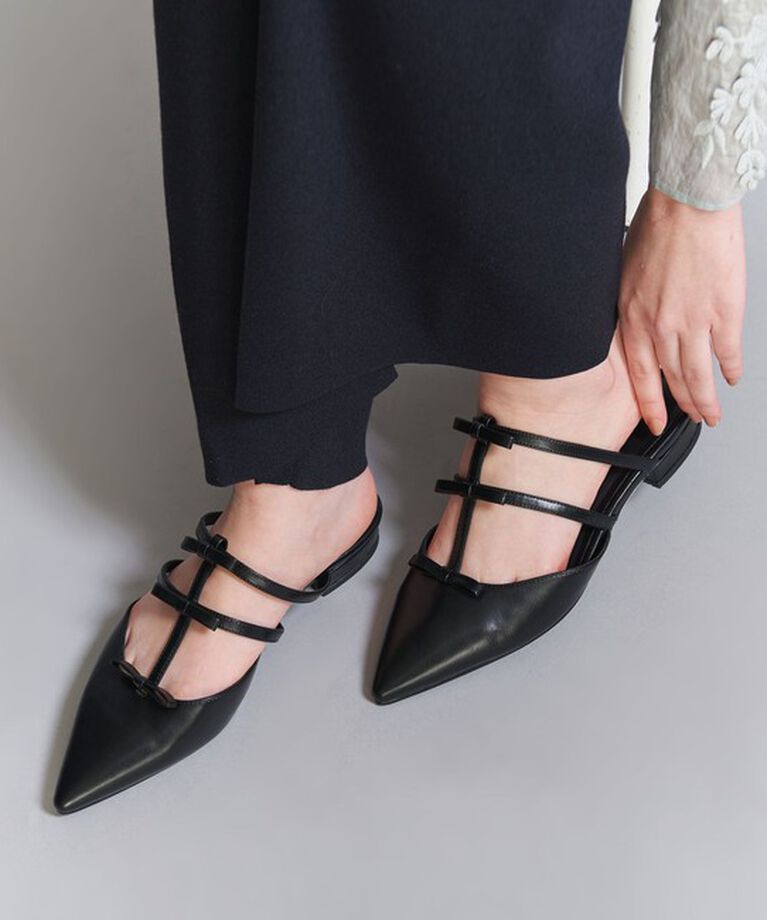 BEAUTY&YOUTH UNITED ARROWS「3リボン ライン ポインテッド サンダル」|サンダル|BLACK