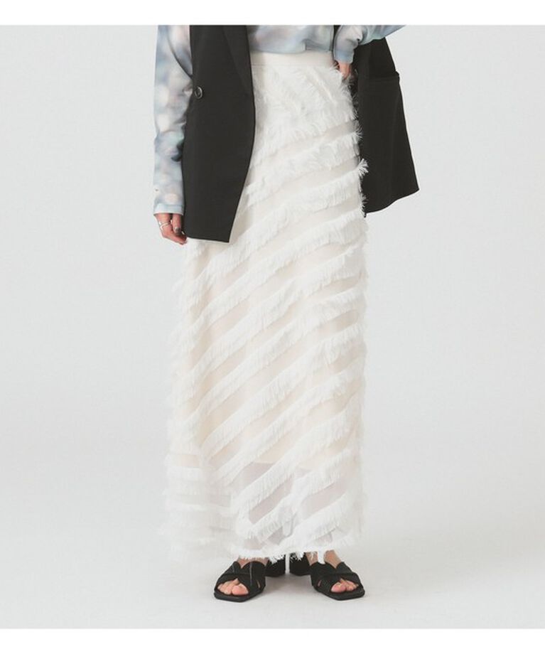 Ray BEAMS 「RBS / フリンジ Aライン スカート」|スカート|WHITE