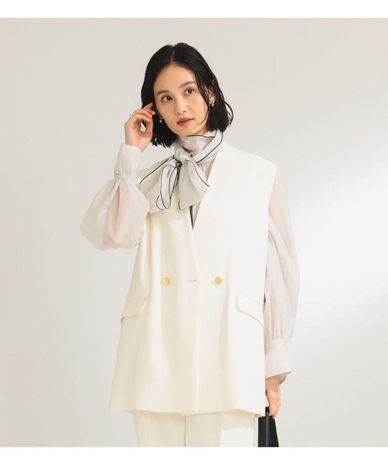 Demi-Luxe BEAMS 「ノーカラー ダブルブレスト ジレ＊」|ダウン|