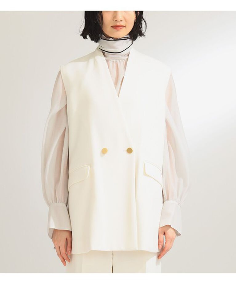 Demi-Luxe BEAMS 「ノーカラー ダブルブレスト ジレ＊」|ダウン|