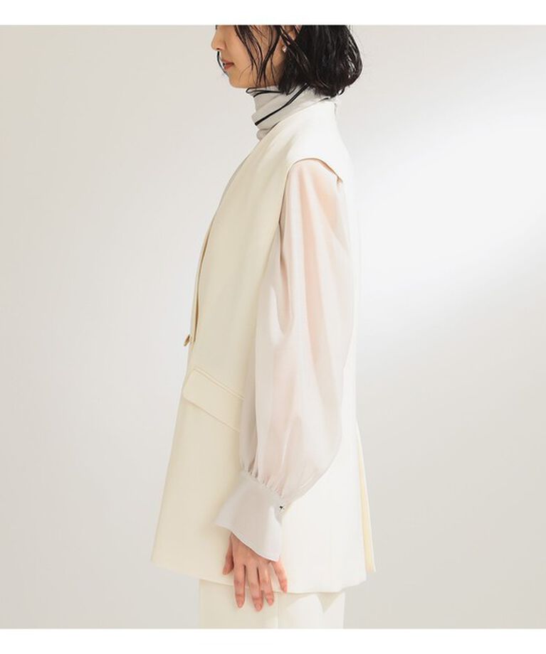 Demi-Luxe BEAMS 「ノーカラー ダブルブレスト ジレ＊」|ダウン|